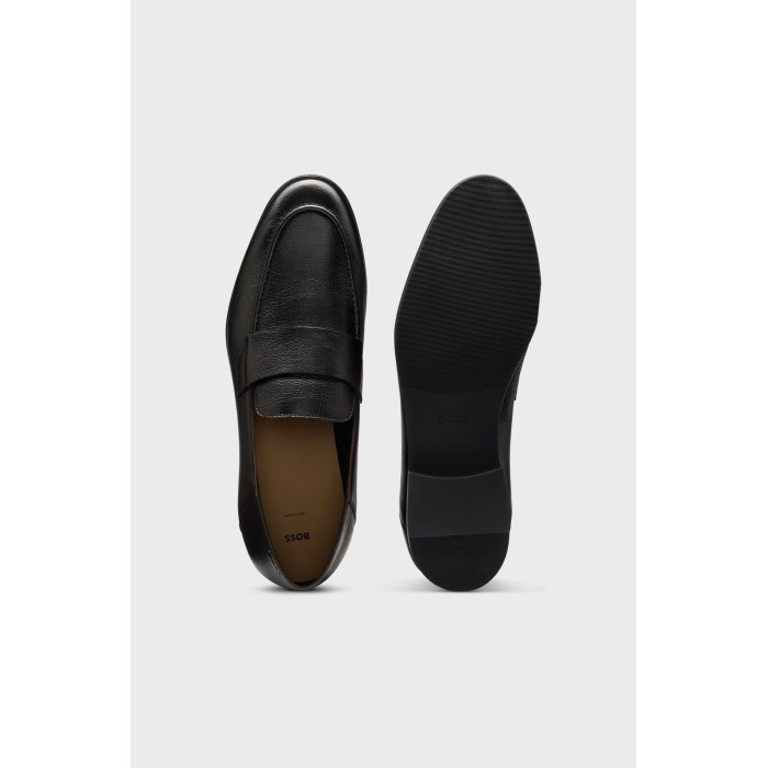 Tirenna Uomo Abbigliamento: Boss mocassini penny in pelle martellata