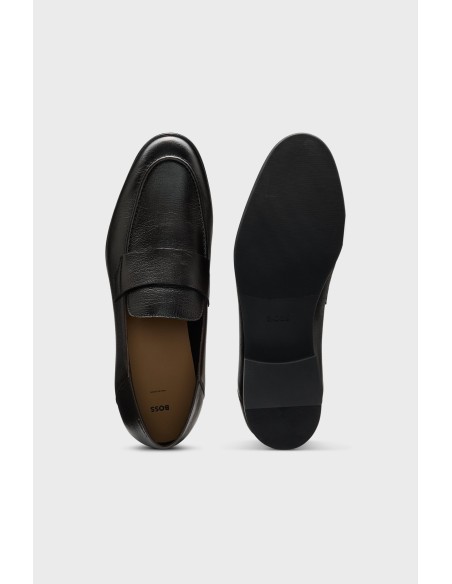 Tirenna Uomo Abbigliamento: Boss mocassini penny in pelle martellata