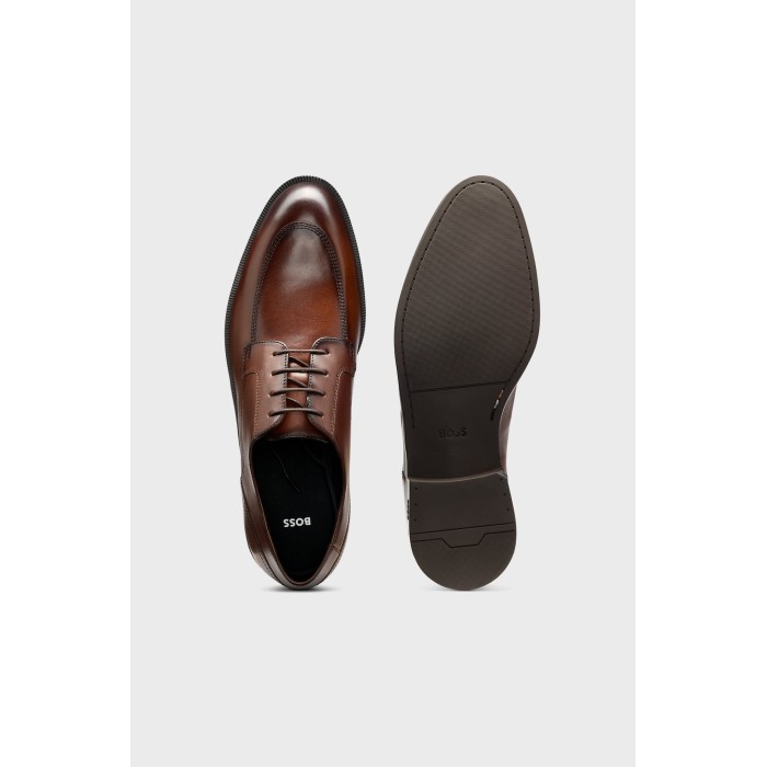 Tirenna Uomo Abbigliamento: Boss scarpe Derby in pelle marrone
