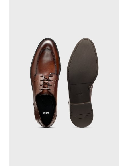 Tirenna Uomo Abbigliamento: Boss scarpe Derby in pelle marrone