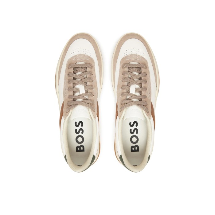 Tirenna Uomo Abbigliamento: Boss Sneakers Baltimore Bianco Beige