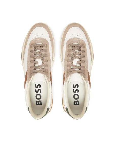 Tirenna Uomo Abbigliamento: Boss Sneakers Baltimore Bianco Beige
