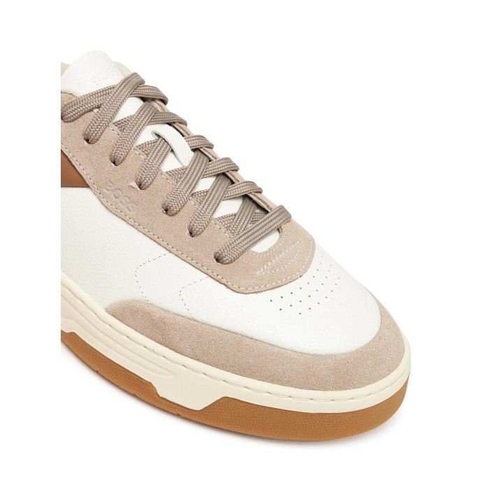 Tirenna Uomo Abbigliamento: Boss Sneakers Baltimore Bianco Beige