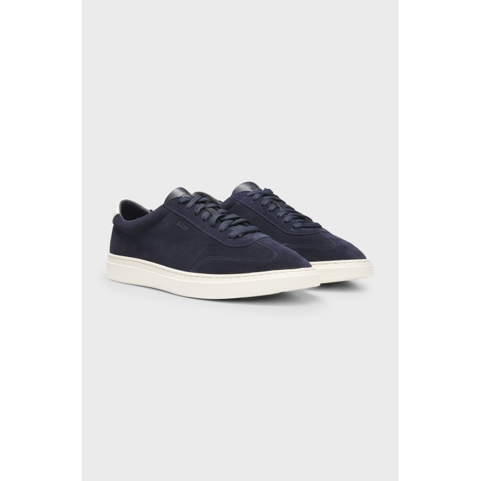 Tirenna Uomo Abbigliamento: Boss Sneakers in pelle scamosciata blu
