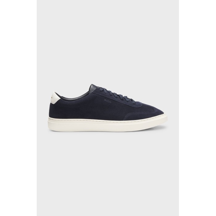 Tirenna Uomo Abbigliamento: Boss Sneakers in pelle scamosciata blu