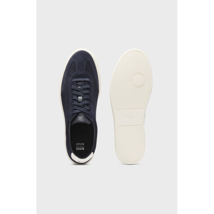 Tirenna Uomo Abbigliamento: Boss Sneakers in pelle scamosciata blu