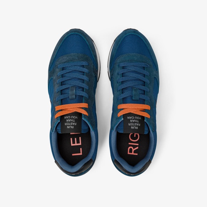 Tirenna Uomo Abbigliamento:Sun68 sneaker Tom in nylon e suede petrolio