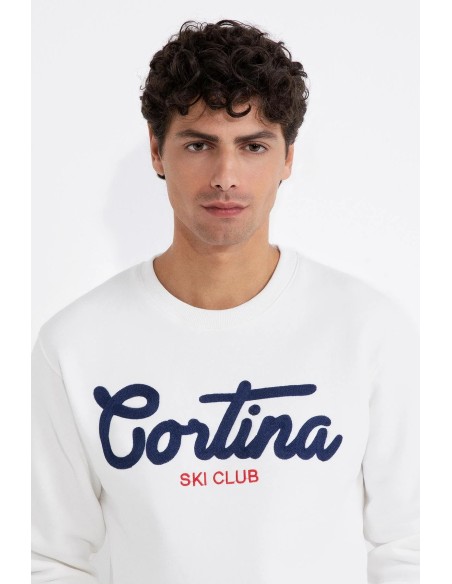 Tirenna Uomo Abbigliamento: Superculture felpa girocollo bianco