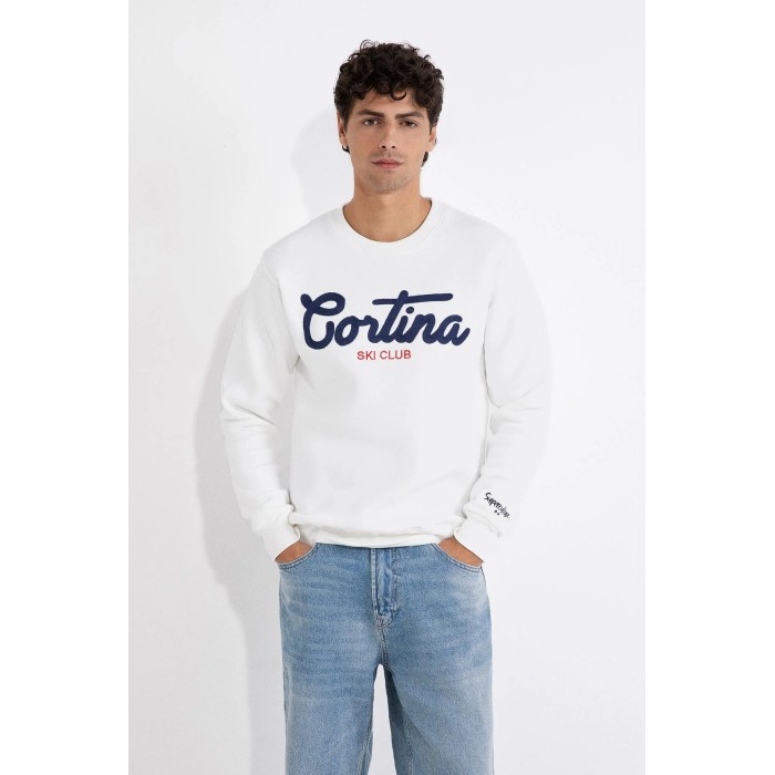 Tirenna Uomo Abbigliamento: Superculture felpa girocollo bianco