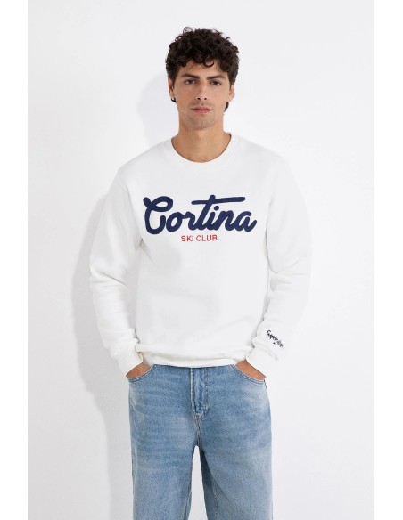 Tirenna Uomo Abbigliamento: Superculture felpa girocollo bianco