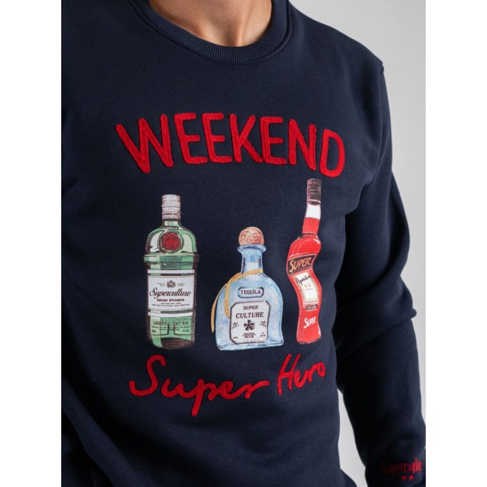 Tirenna Uomo Abbigliamento: Superculture felpa girocollo blu