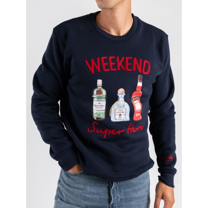 Tirenna Uomo Abbigliamento: Superculture felpa girocollo blu 2