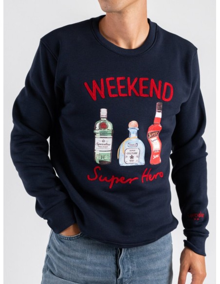 Tirenna Uomo Abbigliamento: Superculture felpa girocollo blu