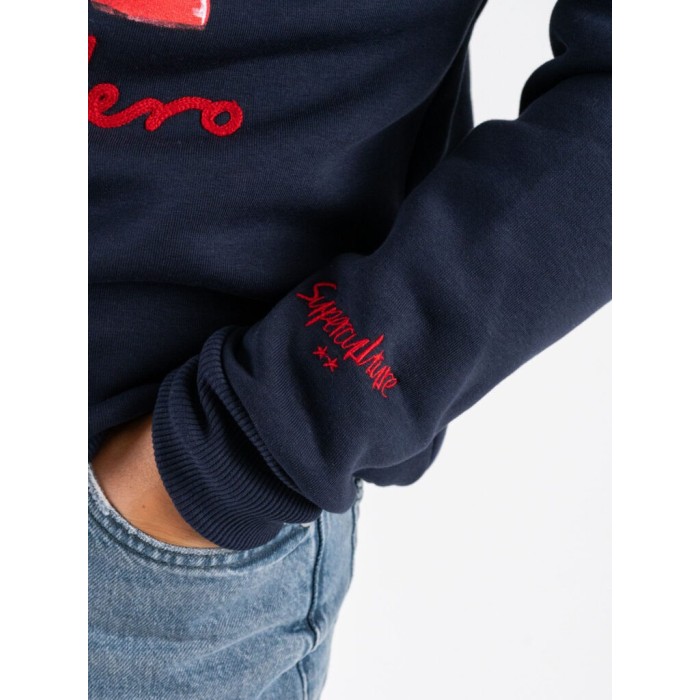 Tirenna Uomo Abbigliamento: Superculture felpa girocollo blu