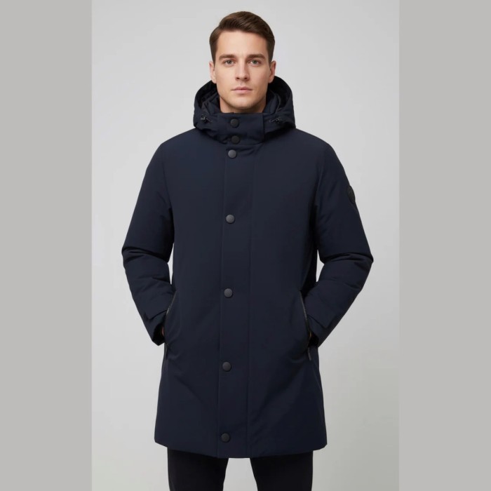 Tirenna Uomo Abbigliamento: Markup Long Parka c/capp. blu 3 layers