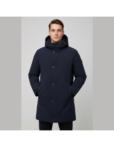Tirenna Uomo Abbigliamento: Markup Long Parka c/capp. blu 3 layers