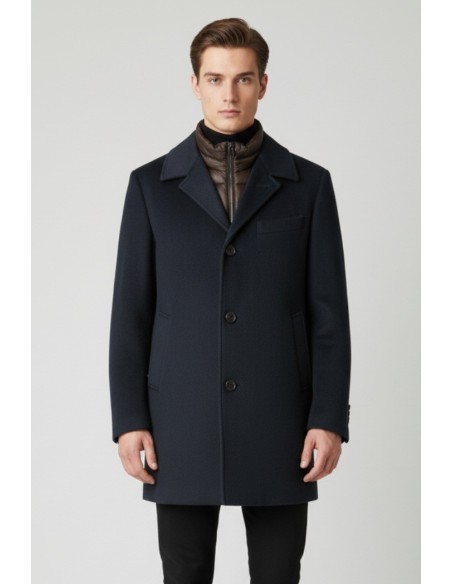 Tirenna Uomo Abbigliamento: Markup cappotto c/pettorina blu