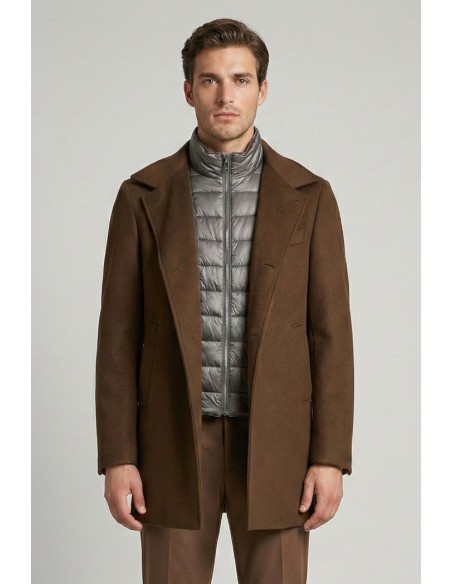 Tirenna Uomo Abbigliamento: Markup cappotto c/pettorina moro