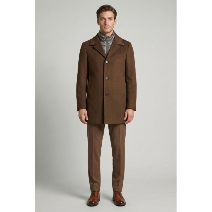 Tirenna Uomo Abbigliamento: Markup cappotto c/pettorina moro