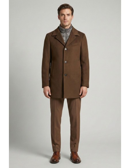 Tirenna Uomo Abbigliamento: Markup cappotto c/pettorina moro