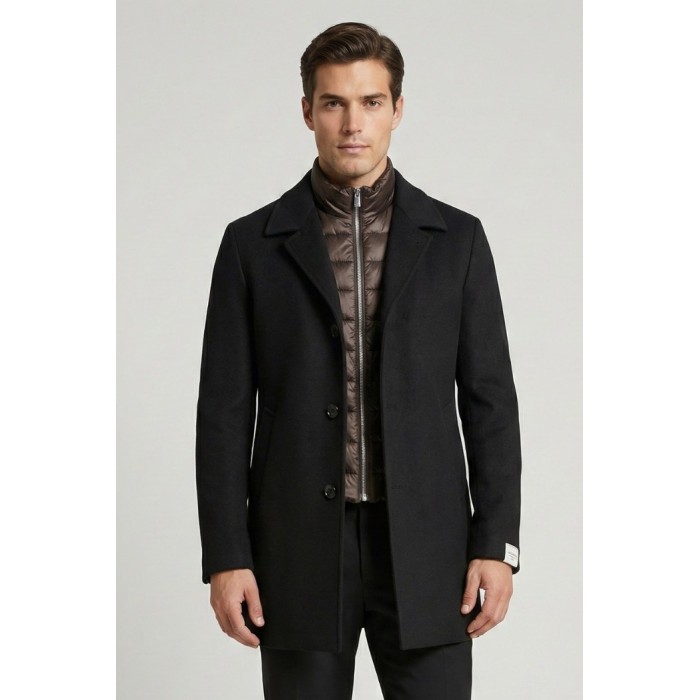 Tirenna Uomo Abbigliamento: Markup cappotto c/pettorina nero