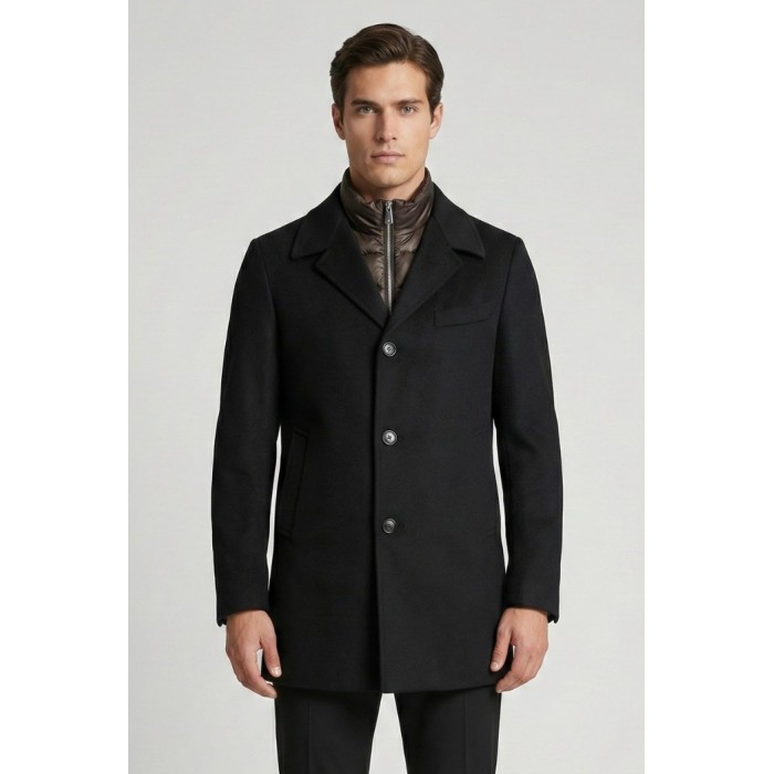 Tirenna Uomo Abbigliamento: Markup cappotto c/pettorina nero