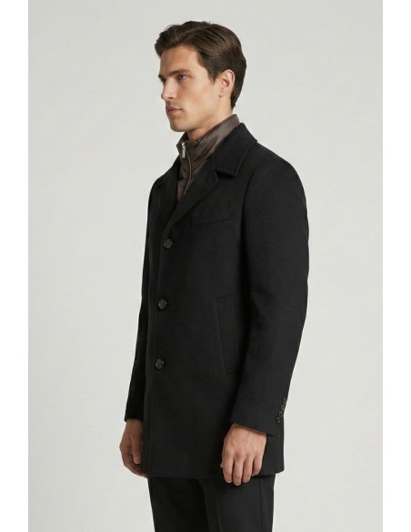 Tirenna Uomo Abbigliamento: Markup cappotto c/pettorina nero