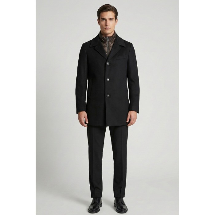 Tirenna Uomo Abbigliamento: Markup cappotto c/pettorina nero