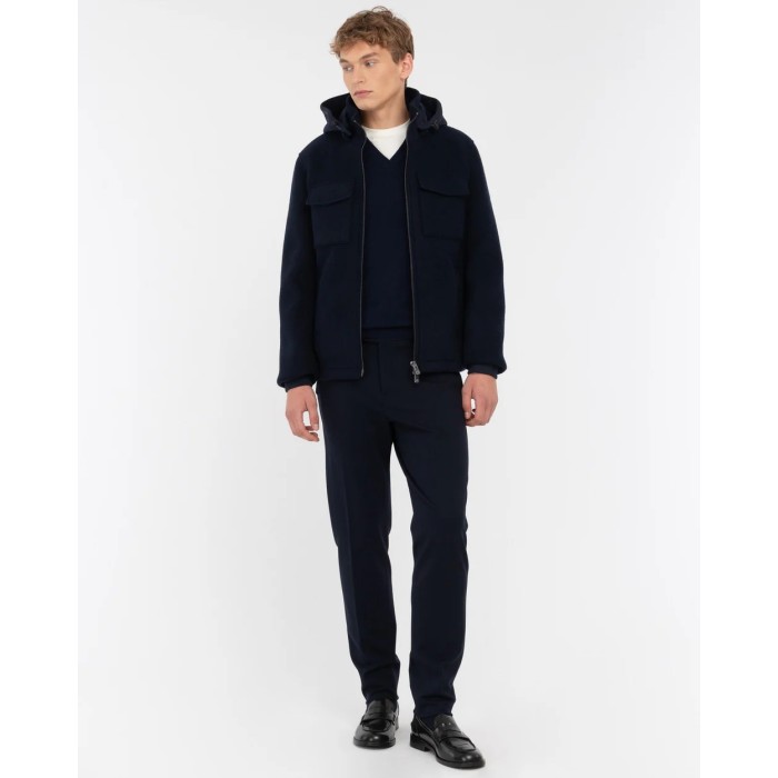 Tirenna: Manuel ritz pantalone jersey punto milano stretch blu P1858MC