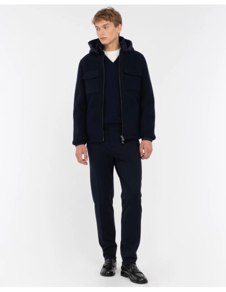 Tirenna: Manuel ritz pantalone jersey punto milano stretch blu P1858MC