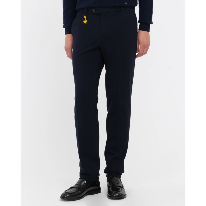 Tirenna: Manuel ritz pantalone jersey punto milano stretch blu P1858MC 2