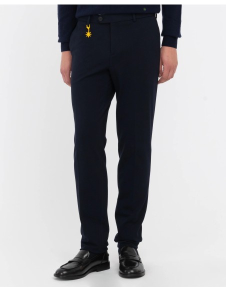 Tirenna: Manuel ritz pantalone jersey punto milano stretch blu P1858MC