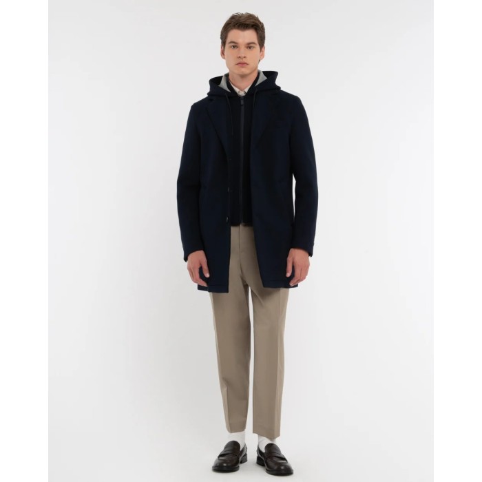 Tirenna: Manuel ritz giaccone con cappuccio jersey neoprene blu H8407C