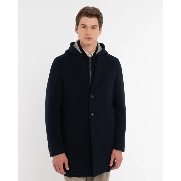 Tirenna: Manuel ritz giaccone con cappuccio jersey neoprene blu H8407C