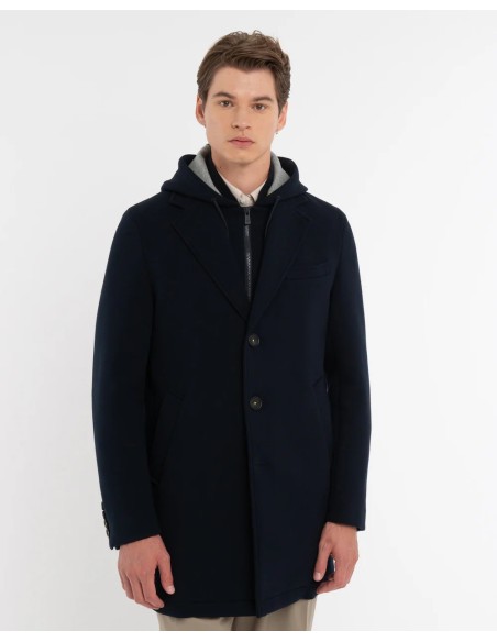 Tirenna: Manuel ritz giaccone con cappuccio jersey neoprene blu H8407C