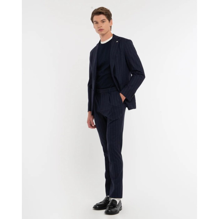 Tirenna: Manuel ritz abito slim regimental blu gessato A3728MC 2