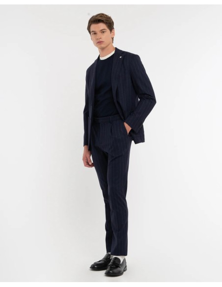 Tirenna: Manuel ritz abito slim regimental blu gessato A3728MC