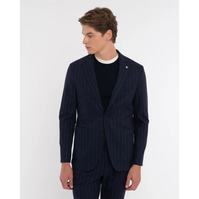 Tirenna: Manuel ritz abito slim regimental blu gessato A3728MC