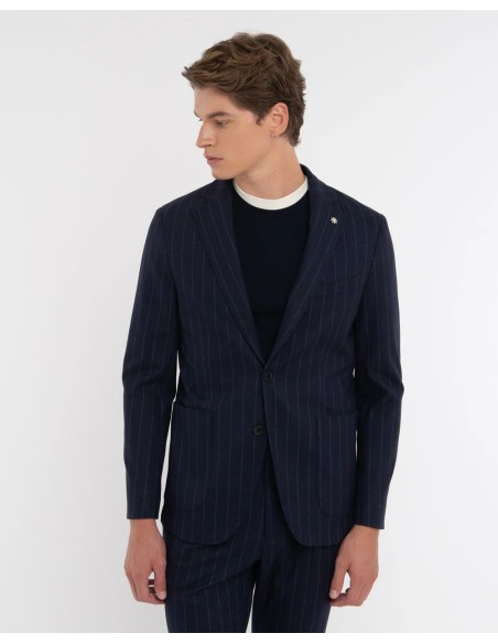 Tirenna: Manuel ritz abito slim regimental blu gessato A3728MC