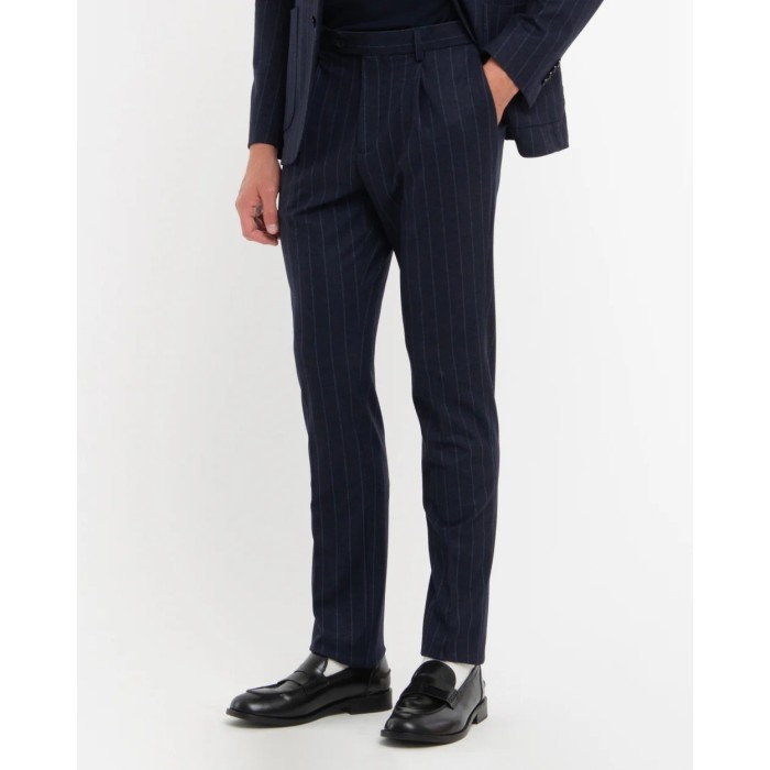 Tirenna: Manuel ritz abito slim regimental blu gessato A3728MC