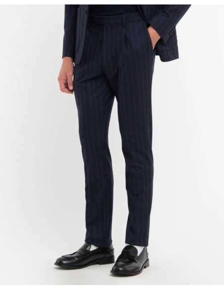 Tirenna: Manuel ritz abito slim regimental blu gessato A3728MC